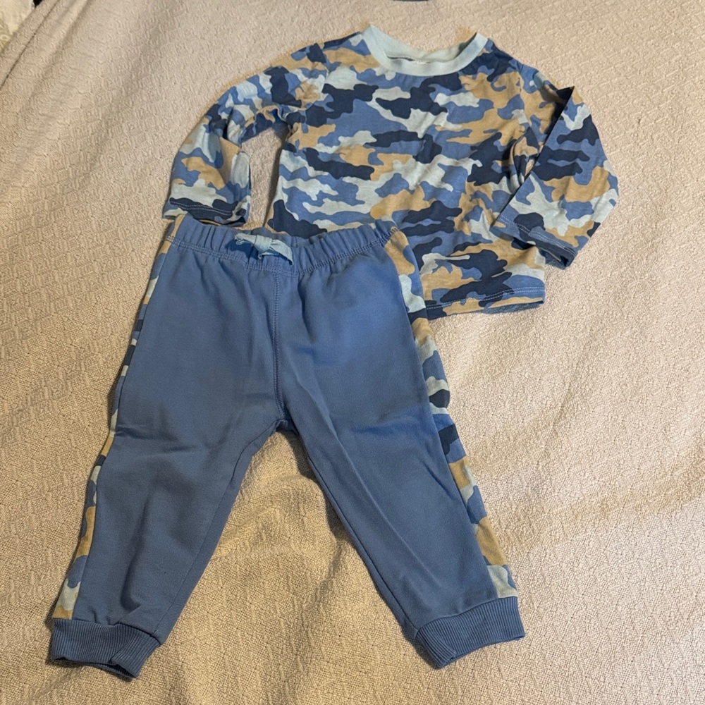 First Impressions Blue and Tan Camouflage Joggers